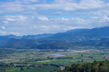 Scenic view landscape of mountains in Northern Thailand.