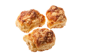 Sweet puff pastry bun on white