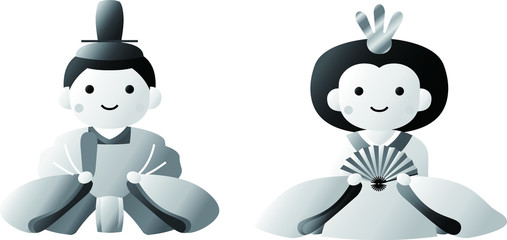 Japanese Monochrome Gradation Hina dolls