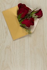 Rose bouquet in a envelope