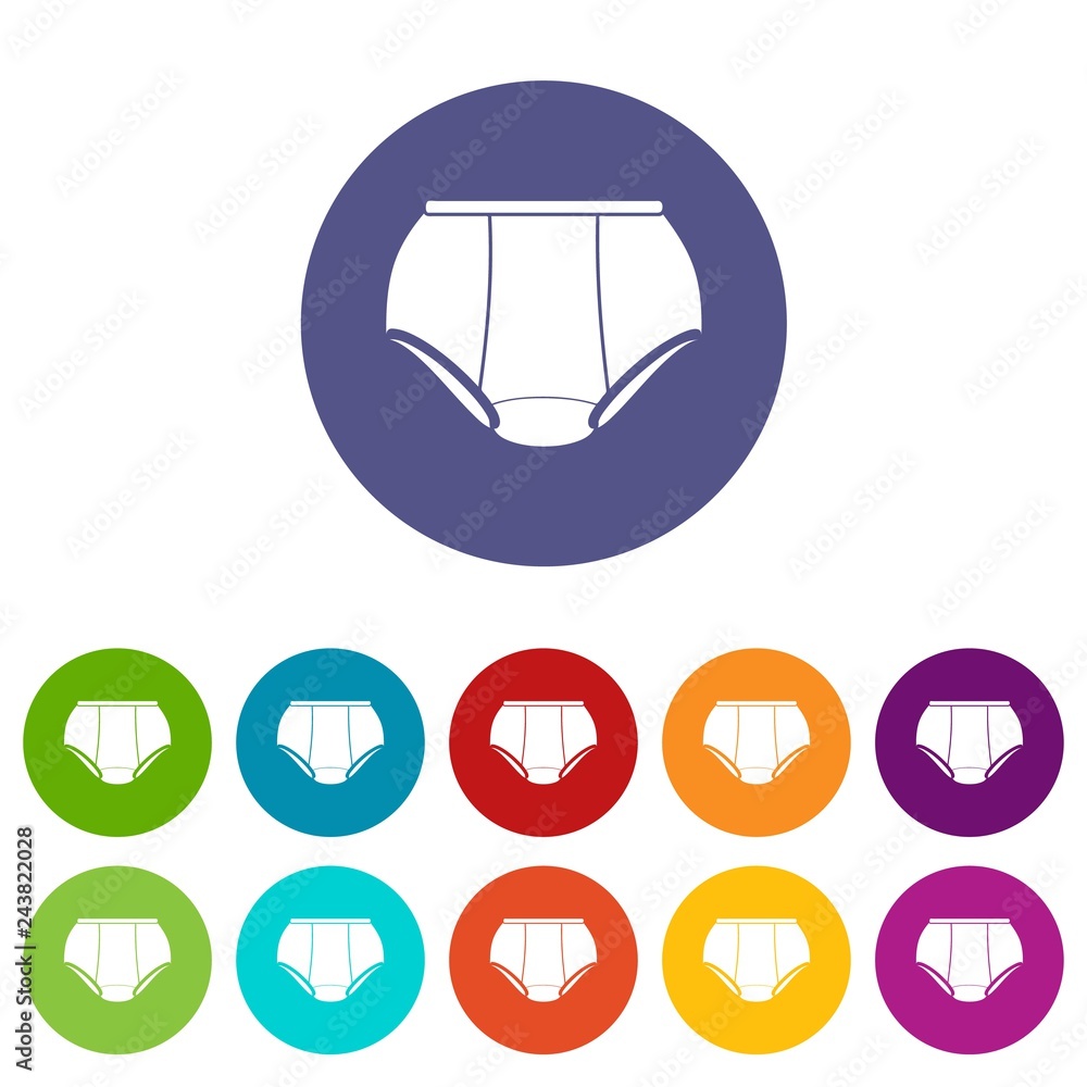 Poster briefs underpants icons color set vector for any web design on white background