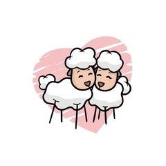 Lovely couple sheeps background illustration