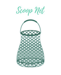 Vector cartoon fishnet, scoop-net for fishing