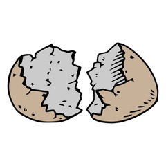 Shell of the eggs hand drawn. Vector illustration of egg shell. Broken egg icon.