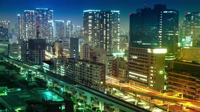 東京ベイエリア夜景のタイムラプス