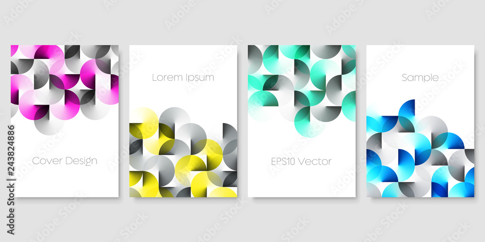 Wall mural set of geometric colorful templates with angle gradient circles. eps 10 vector.