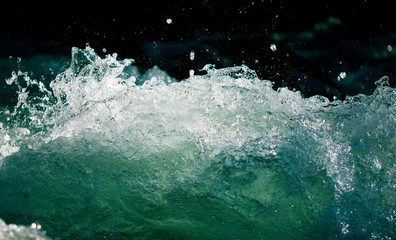 Splashes of water from the waves in the sea