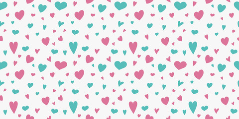 Cute seamless texture with colorful hearts. Valentine's Day, Mother's Day and Women's Day. Vector