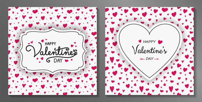Valentine's Day card collection with cute hand drawn hearts. Vector
