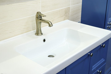 Modern square sink in the bathroom