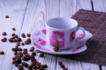 cup of coffee and flowers