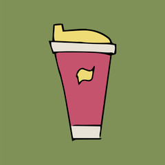 a cup of coffee. hand-drawn color vector icon