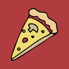 a slice of pizza. hand-drawn color vector icon