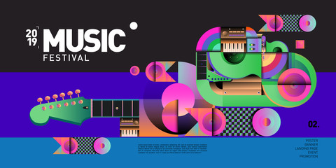 Vector Colorful Music Festival for Event Banner and Poster. Colorful Geometric Abstract Background Template in Eps10.