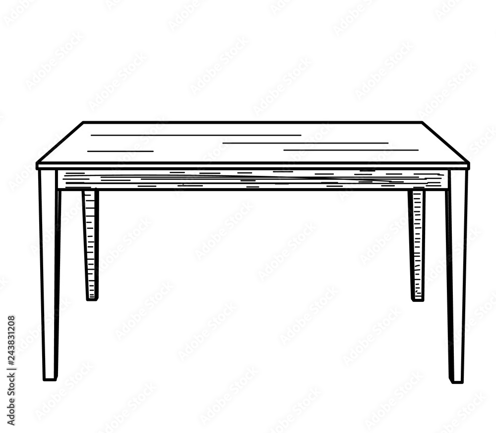 Wall mural vector, isolated sketch of a table on a white background