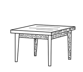 isolated sketch of a table on a white background
