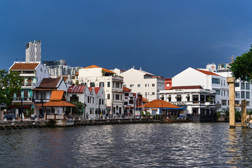 Fototapeta na wymiar Old City river Unesco Heritage im Melaka, Malaysia
