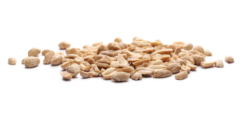 Salted and marinated peanuts, pile isolated on white