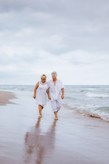 Happy senior couple on the beach