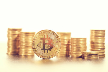 golden bitcoin, conceptual image for crypto currency
