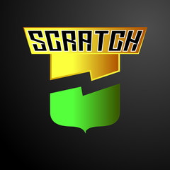 scratch logo icon with shield symbol