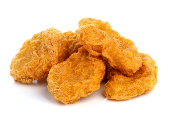 Fried chicken nuggets isolated on white background