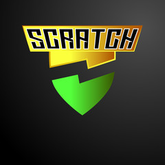 scratch logo icon with shield symbol