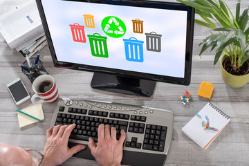 Recycling concept on a computer
