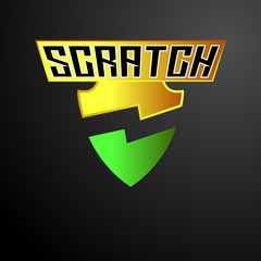 scratch logo icon with shield symbol