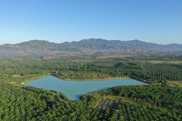 Aerial photo countryside and plantations in Thailand 