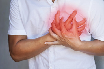people chest pain from heart attack. healthcare concept