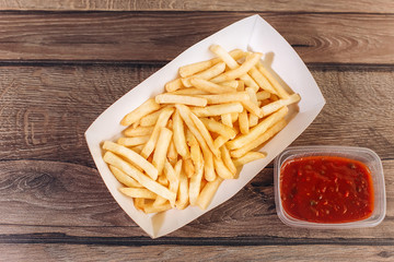 Fast unhealthy food. Fried potatoes