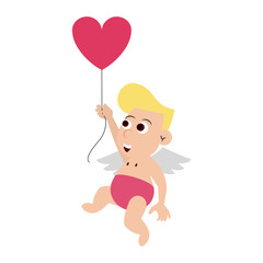 Cupid with heart balloon