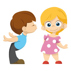 cute couple of kids. the boy kisses the girl. Valentika