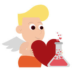 Cupid with heart and flask