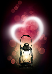 Magic night lantern. Abstract heart.