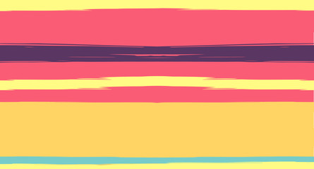 Orange, Brown Lines Seamless Summer Pattern, Vector Watercolor Sailor Stripes. Retro Vintage Grunge Fabric Fashion Design Horizontal Brushstrokes. Simple Painted Ink Trace, Geometric Cool Autumn Print