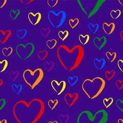 Gay pride rainbow colored pattern with hearts