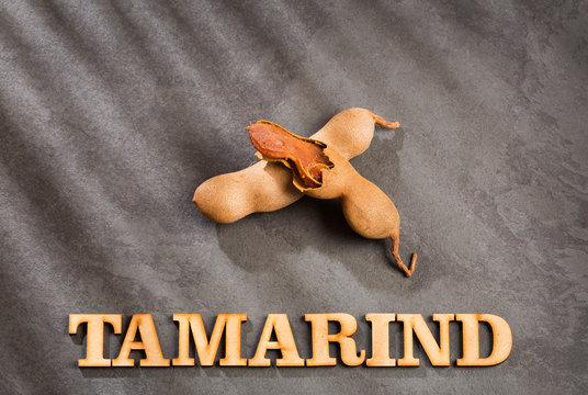 Tamarind tropical fruit - Tamarindus indica. Top view