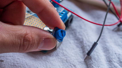 Potentiometer in use as part of a microcontroller build