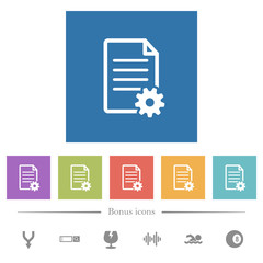 Document setup flat white icons in square backgrounds