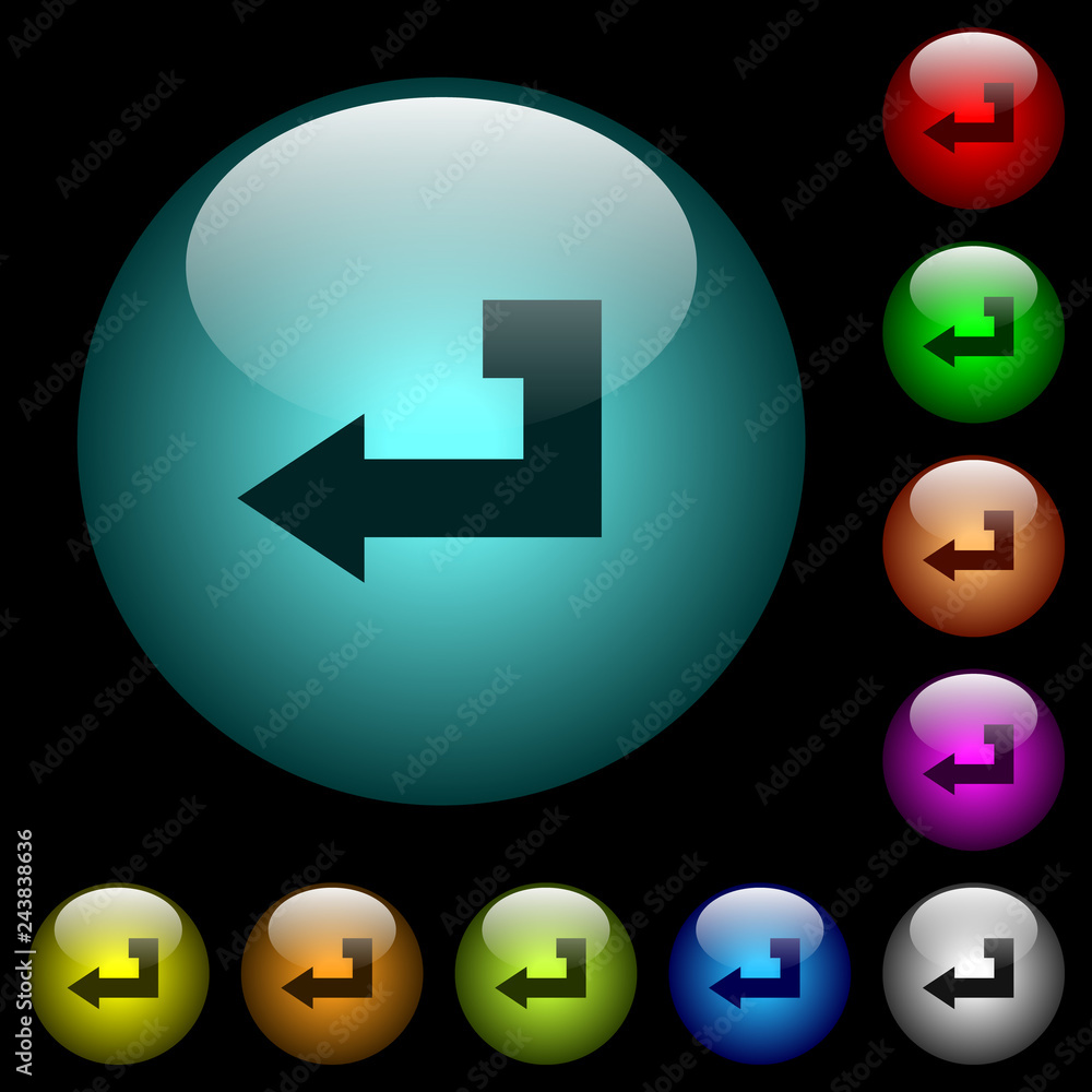 Aufkleber return key icons in color illuminated glass buttons
