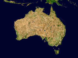 Satellite image of Australia with borders (Isolated imagery of Australia. Elements of this image...