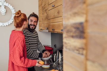Couple Having Fun at Kitchen