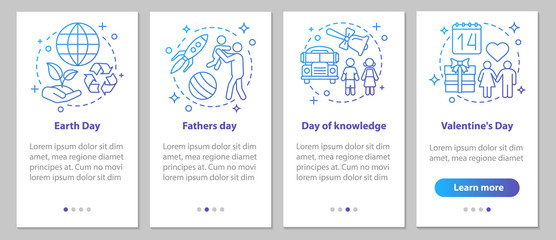 Naklejka premium Seasonal holidays onboarding mobile app page screen with linear 