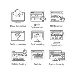 SEO linear icons set