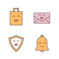 Smiling items color icons set