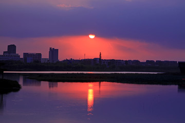 Waterfront city building scenery