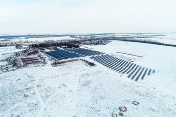 Solar power plant, winter view