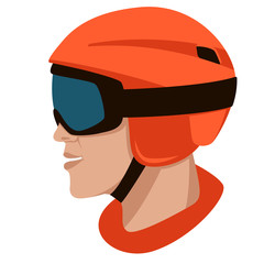 protective helmet ,vector illustration , flat style ,profile 
